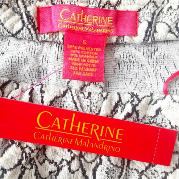 NEW Catherine Malandrino Midi Pencil Skirt White Black Heathered Lace Small - Picture 7 of 7